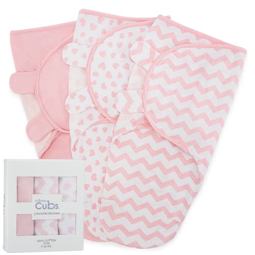 Image of Comfy Cubs Swaddle Blanket Baby Girl Boy Easy Adjustable 3 Pack Infant Sleep Sack Wrap Newborn Babies (Small 0-3 Month, Pink)