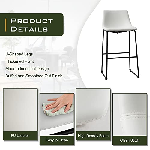 Nicbex Retro Bar Stools Crazy-Horse Leather With Metal Legs Barstools, Lounge Kitchen Island Bar Stools, Set Of 2, (White Color) (A-Ge17024-Ussu014) #TOP5