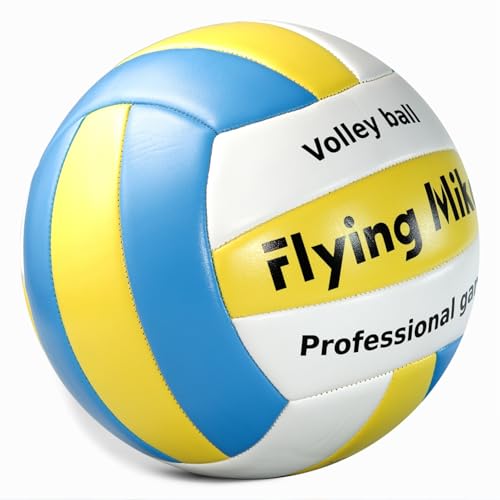 Captain Mike Volleyball Größe 5 – Offizieller Beach & Indoor Spielball – Für Erwachsene & Kinder – Robuster Trainings- und Matchball – Blau-Gelb