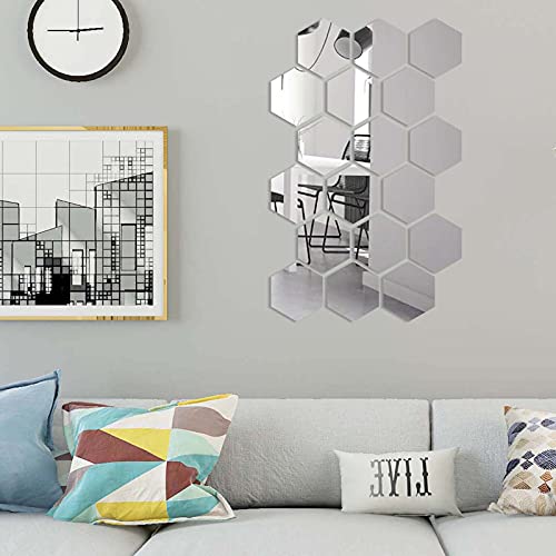 Moochy 24 peças adesivos de parede com espelho hexagonal adesivos de parede removíveis Espelho decor