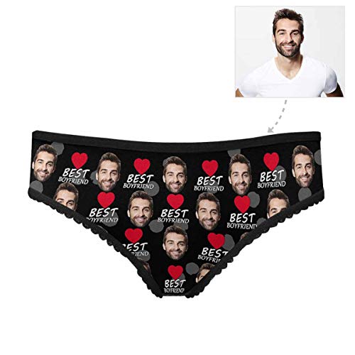 Custom Face Photo Best Boyfriend Black Gray Polka Dot Women's High-Cut Brief Panty Underwear For Wife Girl S #TOP1