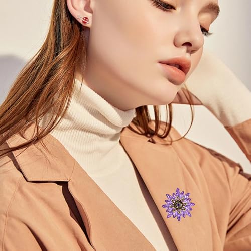 Image of Large Crystal Flower Brooch Pin for Women Red purple pink green Rhinestone Flower Lapel Pin Wedding Party Birthday Dance Banquet Dress Suit Ceremony Clothes Hat Bag Accessories Jewelry