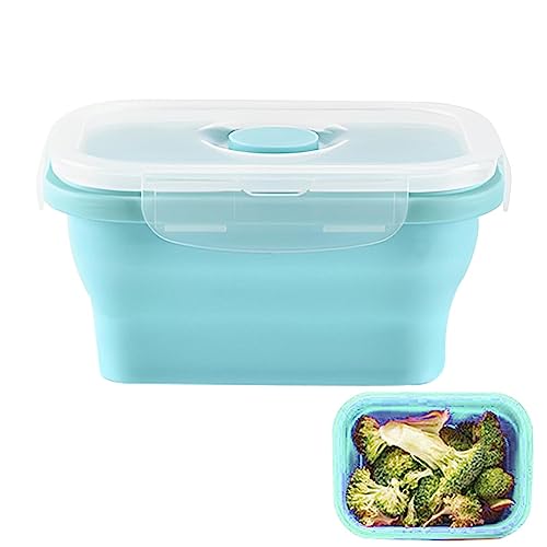 キャンプ用折りたたみボウル |シリコン折りたたみランチボックス 4 ピースランチボックス屋外ポータブル折りたたみボウル シリコーン食品保存容器、折りたたみ弁当箱,ポータブルキッチン残り物ボウル、屋外用、電子レンジ、冷凍庫対応