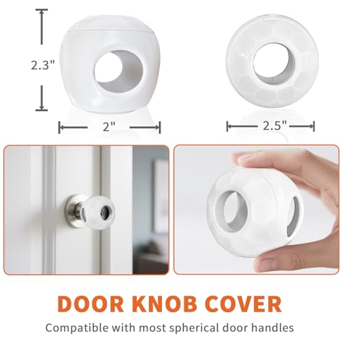 GXXFXT Child Proof Door knob Covers 4 Pack - Easy to Install and no Tools are Required - Ddoor knob Safety Cover for Kids Baby Proof Door Knob Locks