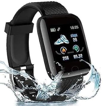 TECH SHA ID-116 Smart Bluetooth Fitness Watch (Bracelet) with Active Heart Rate Activity Smartwatch (Black Strap, Free Size) for Man Women and Boys