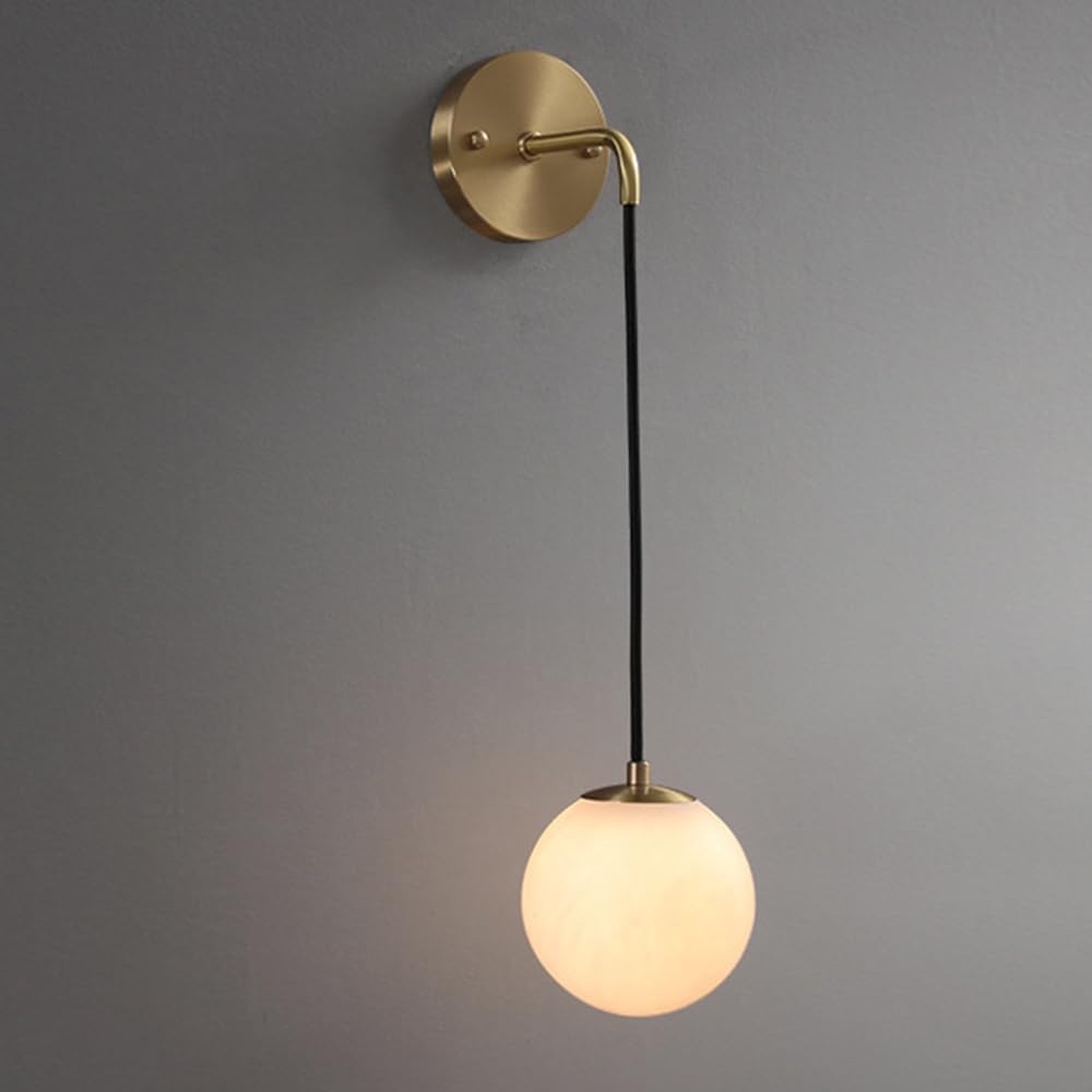 JYBNBBE Modern Wall Sconce Lights for Indoor Bedside Copper Marble Shade Bedrooms Sconces Wall Decor Natural Stone Wall Lamps for Bedroom Living Room Hallway Wall