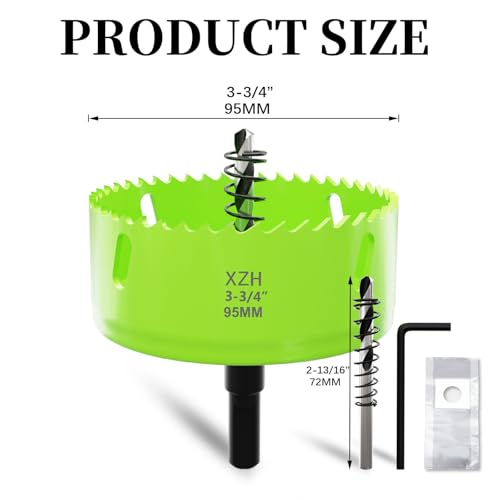 XZH 95mm Bi-Metal Hole Saw Kit with Arbor & Pilot Bit, Effortless Smooth Cutting for Wood Plastic, Drywall & Thin Metal - Image 2
