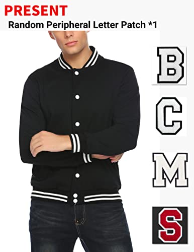 Image of COOFANDY Men Fashion Long Sleeve Button Front Cotton Bomber Baseball Jacket