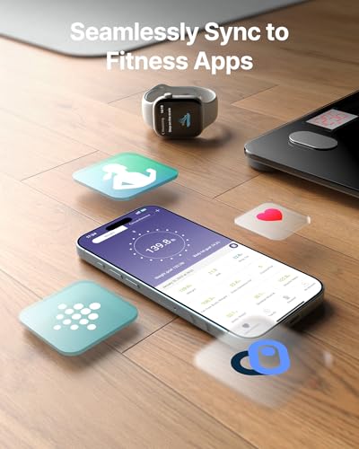 Image of FITINDEX Smart Scale for Body Weight, Scale with BMI, Body Fat, Muscle Mass, Digital, Bathroom, Weighing, Bluetooth, Body Composition Monitor Health Analyzer with App, 400lb, Black