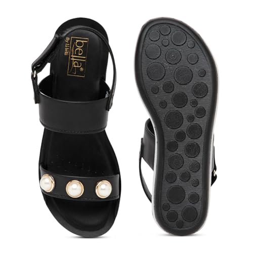 Image of BELLA Women Fashion Platform with Back Strap Black Sandal | Durable | Stylish | Comfortable | Slip Resistant | Lightweight and Breathable
