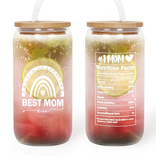 ONEVIVE Mother's Day Gifts, 16 Oz Glass Cups with...