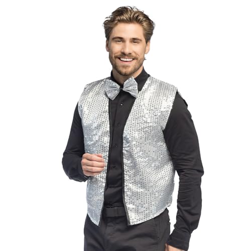 Boland - Set de disfraz para adultos, chaleco y pajarita con lentejuelas, accesorios para disfraces, carnaval, Nochevieja, fiesta temática
