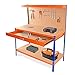 wuuhoo® Établi d'atelier Ben avec tiroir et étagère – Établi de travail avec paroi perforée pour suspendre les outils, Équipement d'atelier avec crochets de rangement