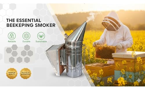 Image of ANP BEE Honey Bee Smoker for Beekeeping I Made with Stainless Steel I Essential Tool for Beekeepers I Helps in Calming The Bees I Helps Protect The Beekeeper from Stings (PO1)