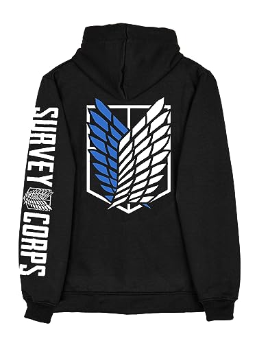 Image of ComicSense.xyz Unisex Anime Round Neck Regular Hoodie for Men and Women, Survey Corps Printed Cotton Cosplay Anime Hoodies