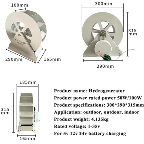 Generatore a turbina idraulica, Generazione di energia idroelettrica a Bassa velocità, Ruota idraulica per Esterni per energia rinnovabile, 100 W,100w