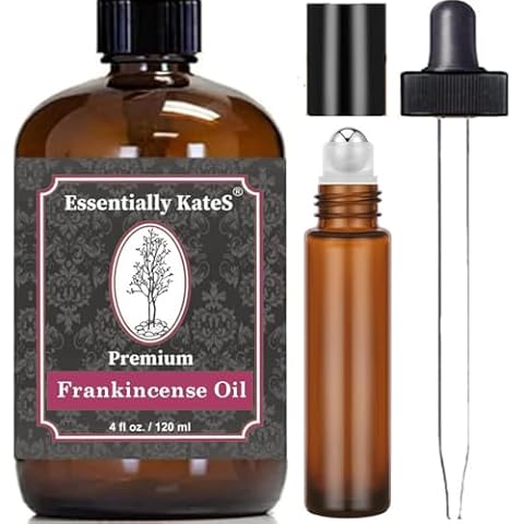Essentially KateS Premium Frankincense Oil 4 oz – 100% Pure, Natural and Therapeutic – Tones & Evens Skin – Relaxes Muscle Soreness for Knees, Elbows, HIPS, Hands, Shoulders and Legs Cover
