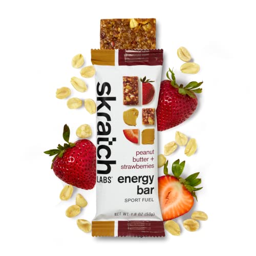 Skratch Labs Energy Bar | Peanut Butter + Strawberries (12 Pack) | Plant Based Healthy Snack | Low Sugar - 5G Protein | Non-Gmo, Gluten Free, Soy Free, Vegan, Kosher #TOP20