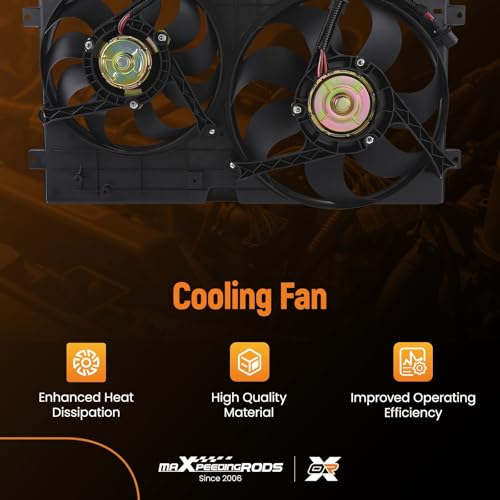 Image of maXpeedingrods Radiator Condenser Cooling Fan Assembly for Volkswagen Beetle 1998-2006, 1C0121206A 1C0121206B 620-773