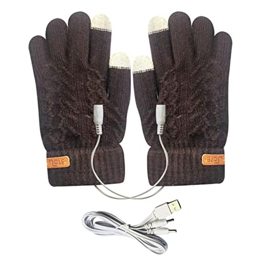 Aquecimento USB | Luvas Aquecidas Elétricas Aquecedores Mãos Cheias - tela sensível ao toque tricô confortável para ambientes internos ou