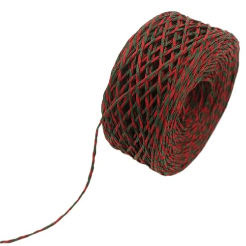Cordón de papel de 100 metros de 2 mm, cuerda de papel trenzado rojo y verde para tarjetas de flores, decoración de embalaje, manualidades, material