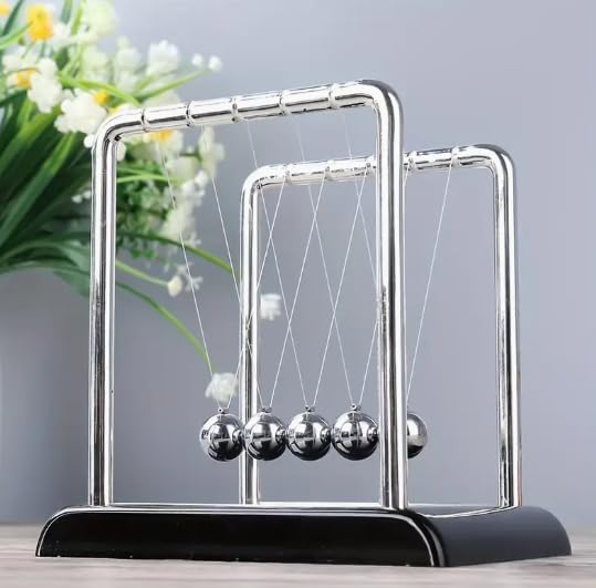 Newton's Cradle Desk Toy Miniature, Classic Newton's Cradle Balance Pendulum with Swinging Metal Balls - Image 4