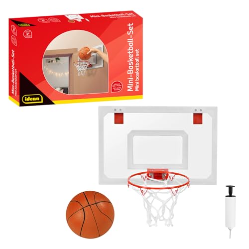 Panier de basket-ball d'intérieur Idena avec mini ballon et pompe à air 40379