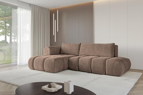 ALTDECOR Ecksofa mit Schlaffunktion und Bettkasten Corner Sofa Bett Eckcouch Couch L-Form Schlafcouch Ausziehbar Wohnlandschaft Schlafsofa Cauchsofa Cloud-L 289x180x40 Braun – Bild 5