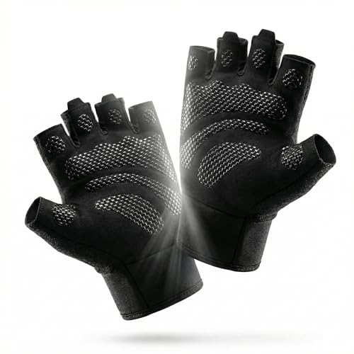 sunnex Weight Lifting Gloves for Men (Black Medium) - Extended Wrist Support Gym Gloves with High-Grip Silicone Padding Breathable Workout Gloves for Powerlifting Pull Ups & Strength Training
