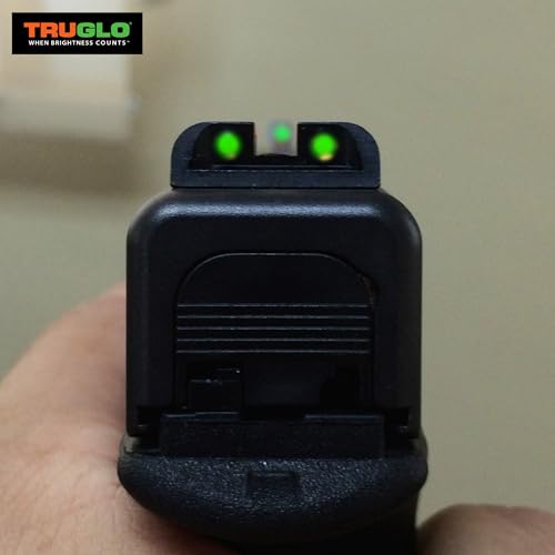 Image of TRUGLO Tritium Handgun Sight | High-Visible Front & Rear Night Sights with Daylight White Dots & Low-Light Tritium Dots, Compatible with Glock Handguns