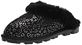 UGG Coquette Snow Leopard Slipper, Black, Size 12