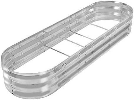 GADI Raised Garden Bed Kit for Vegetables Flower Galvanized Metal Planter Boxs Designed for Easy DIY and Cleaning Not Twist Or Rot (Silver)