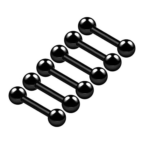 6PCS Surgical Steel Anodized Black Barbell Earrings Cover