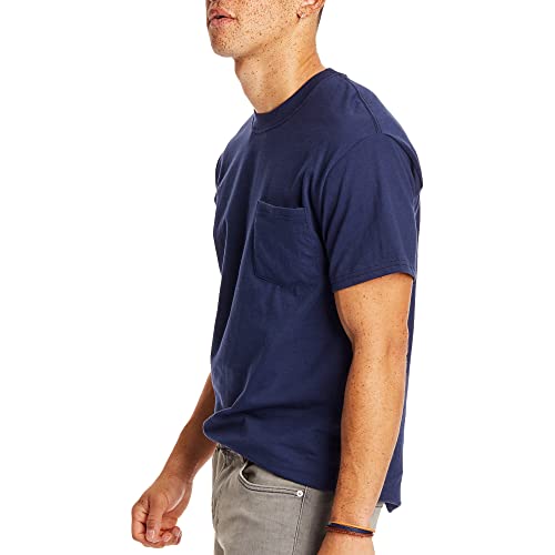 Hanes Mens Beefy-t Pocket, Heavyweight Cotton Pocket Tee for Men, Full-Cut T-Shirt, 1 Or 2 Pack - Image 4