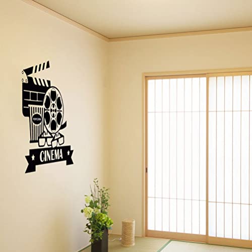 Clispeed Theater Wall Decals Vinyl Wall Sticker Sign Cinema Movie House Popcorn Wall Art Removable Mural Poster Print For Home Office Wall Decoration #TOP1