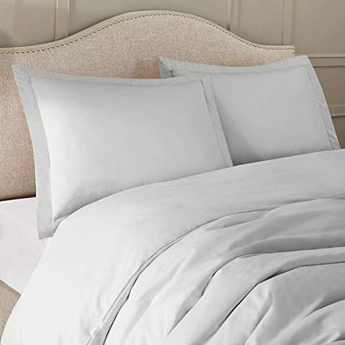 Image of 100% Cotton 1PC Duvet /Quilt Cover Hidden Zipper Closure 600TC Ultra Soft Durable for Single Size Bed(Silver)