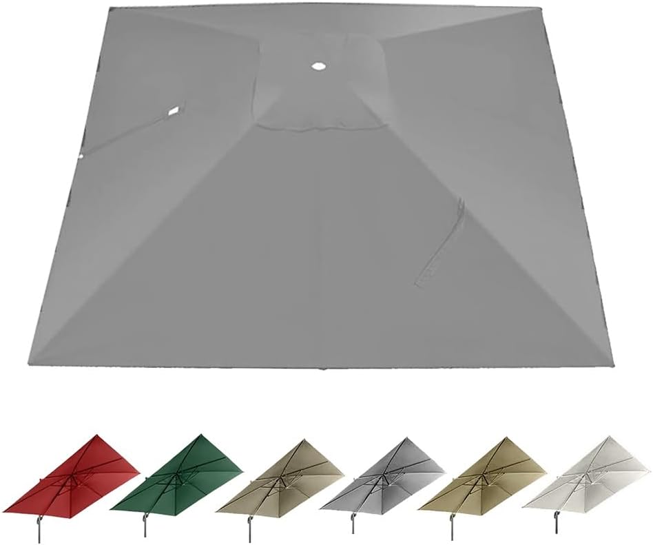 Patio Umbrella Replacement Canopy 10'x10' Square Cantilever Umbrella Top Replacement Fabric 8 Ribs Outdoor Offset Yard Parasol Cover(Khaki)
