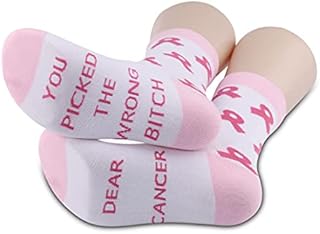 PXTIDY Beat Cancer Socks Warrior Gift Dear Cancer You Picked The Wrong Bitch Socks Gift for Cancer Survivor or Chemo Patient 