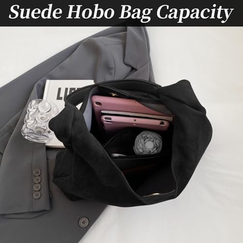 Image of Suede Bag for Women New Suede Tote Bags for Women Retro Slouchy Bag Brown Shoulder Bag Hobo Handbag