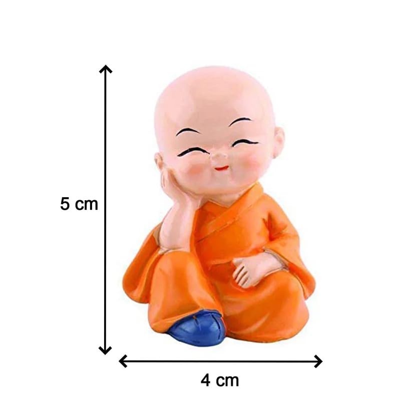 Oblivion Buddha Monk Statues Set of 4 – Miniature Buddha Monk Statues for Home Decor and Gifts, Multicolour Resin Showpiece for Indoor | Cute Monk Figurines | Ideal Gift for Birthday 2