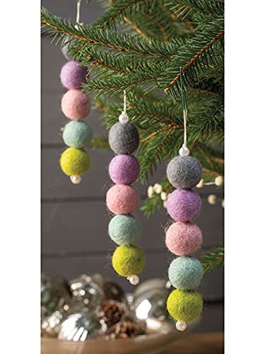 Kavya Craft Present Felted Wool Ball Icicle Ornament Pattern for Christmas Decorations Pack of 6
