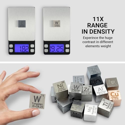 Image of 15 Piece Metal Cubes, Element Cube Set, Laser Engraved Density Set