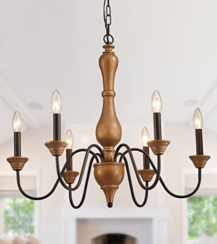 Meixisue 6-Lights Rustic Copper Candle French Country Chandelier Pendant Light Fixtures For Living Room,Dining Room Kitchen Island Entryway Foyer Ul Listed #TOP20