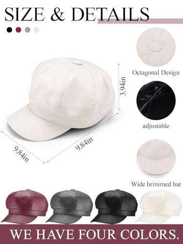 Set de 4 Gorras Newsboy de Cuero PU para Mujer miniatura 3