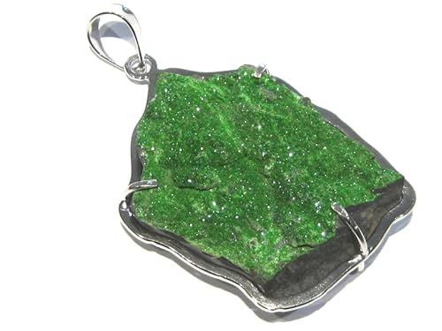 Pendentif Uvarovite vert en argent 925 pour collectionneur