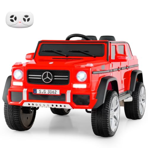 Image of Costzon Ride on Car, Licensed Mercedes-Benz Maybach, 12V Battery Powered Vehicle Toy w / 2 Motors, Remote Control, 3 Speeds, Lights, Horn, Music, Aux, Storage, Truck, Electric Car for Kids (Red)