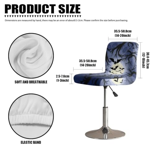 Image of Moon Bat Stretch Bar Stool Covers Set of 4,Stretch Removable Washable Bar Stool Chair Covers,Counter Height Chairs Cover for Kitchen Dining Room Cafe Furniture