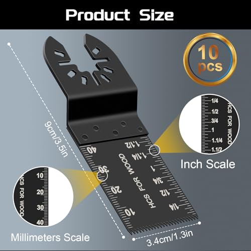 10Pcs 34mm Multi Tool Blades Universal Oscillating Saw Blades, Professional Wood Metal Cutter Quick Release for Bosch Craftsman Dremel Fein Ridgid Tch Makita Milwaukee 2 10Pcs 34mm Multi Tool Blades Universal Oscillating Saw Blades, Professional Wood Metal Cutter Quick Release for Bosch Craftsman Dremel Fein Ridgid Tch Makita Milwaukee - Image 2