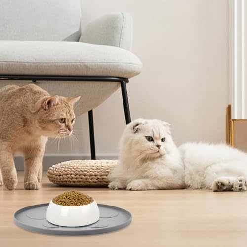 2 Stück Hundenapf Unterlage, 27,5 cm Unterlage Katzennapf, rutschfeste Silikonmatte Hundenapf, Napfunterlage Rund, Fressnapf Unterlage Katze, Napfunterlage Silikon für Mittlere und Kleine Haustiere