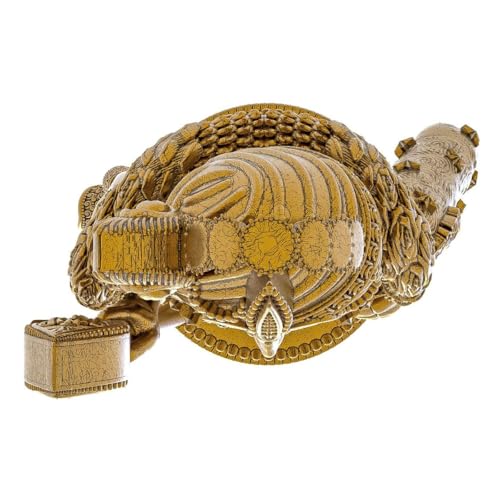 Image of SHILP ART & CREATIONS Pagdhi Murgan Brass Idol Golden Finish Decorative Statue Round Base Detailed Carving Standing Murugan Sculpture Home Temple Decor (Golden, 3 inch,72 gram)